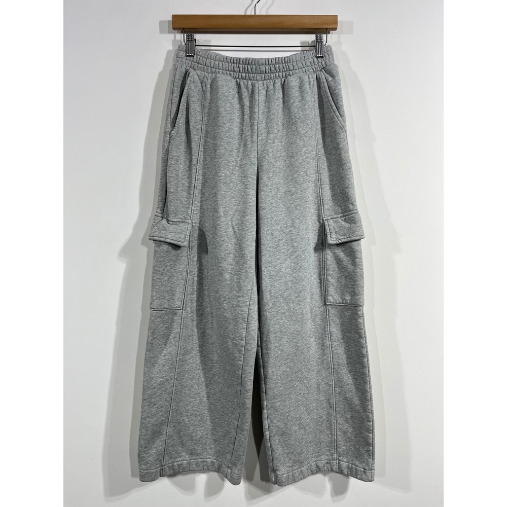 GAP Sporty Streetwear Fleece Cargo Wide Leg Sweatpants Womens Small Petite Gym